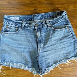 GAP Blue Jean Shorts with Distressed Hem